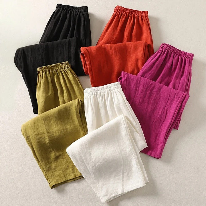 Nia | Fließende Hose aus Baumwolle und Leinen