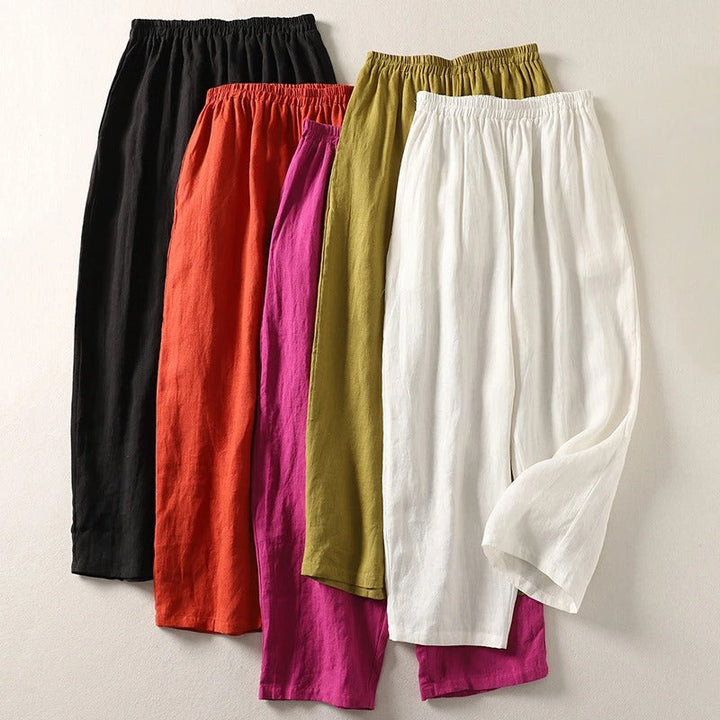 Nia | Fließende Hose aus Baumwolle und Leinen
