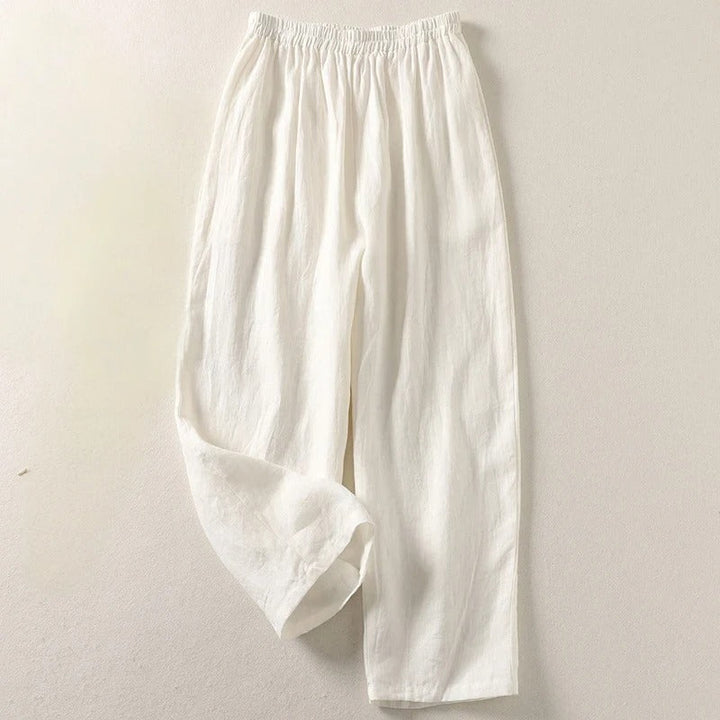 Nia | Fließende Hose aus Baumwolle und Leinen