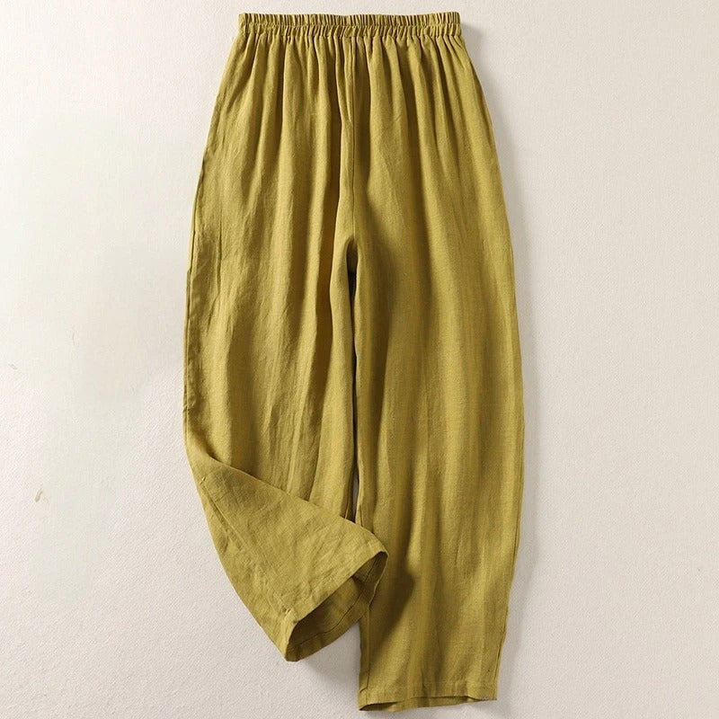 Nia | Fließende Hose aus Baumwolle und Leinen