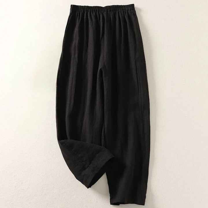 Nia | Fließende Hose aus Baumwolle und Leinen
