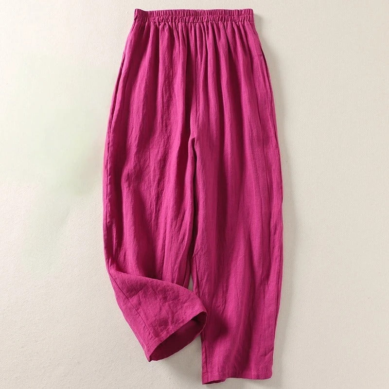 Nia | Fließende Hose aus Baumwolle und Leinen