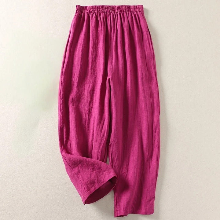 Nia | Fließende Hose aus Baumwolle und Leinen