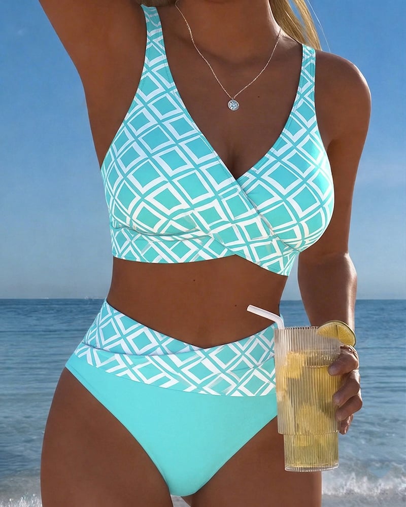 Zweiteiliger Bikini mit BH-Design und Diamantmuster
